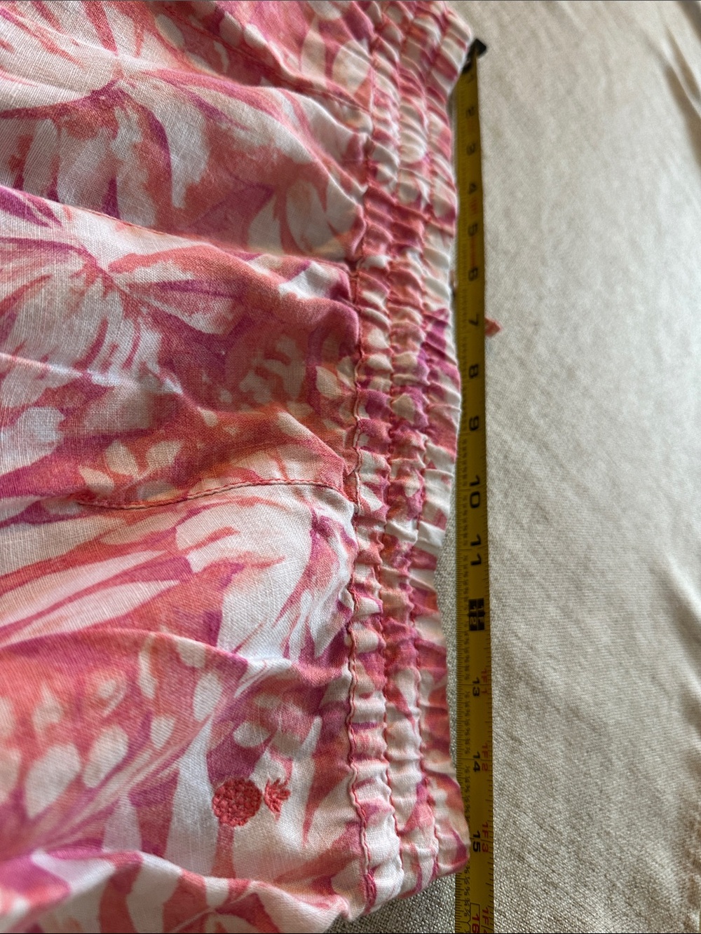 Tommy Bahama Coral Pink Tropical Drawstring Lounge Shorts, 100% Linen, S - Picture 5 of 10